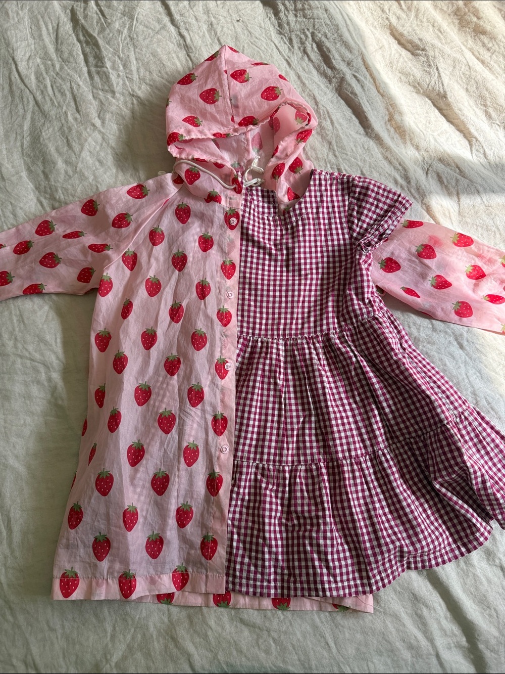 🍓Strawberries Raincoat & Gingham Dress Sz 5 🍓